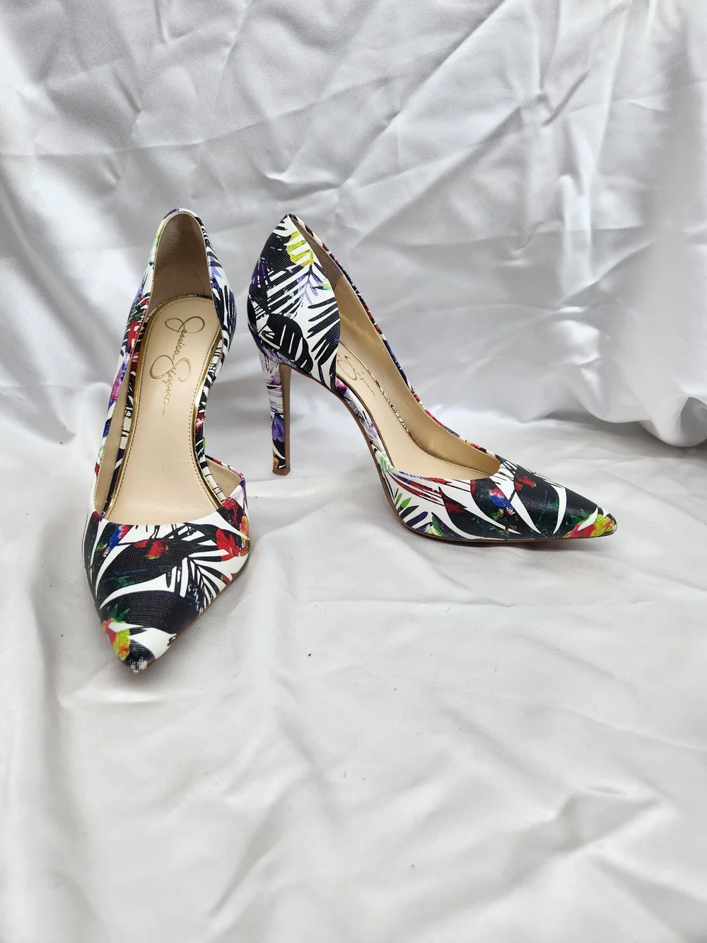 Jessica Simpson Black Multi Tropical D'Orsay Pointed Heels